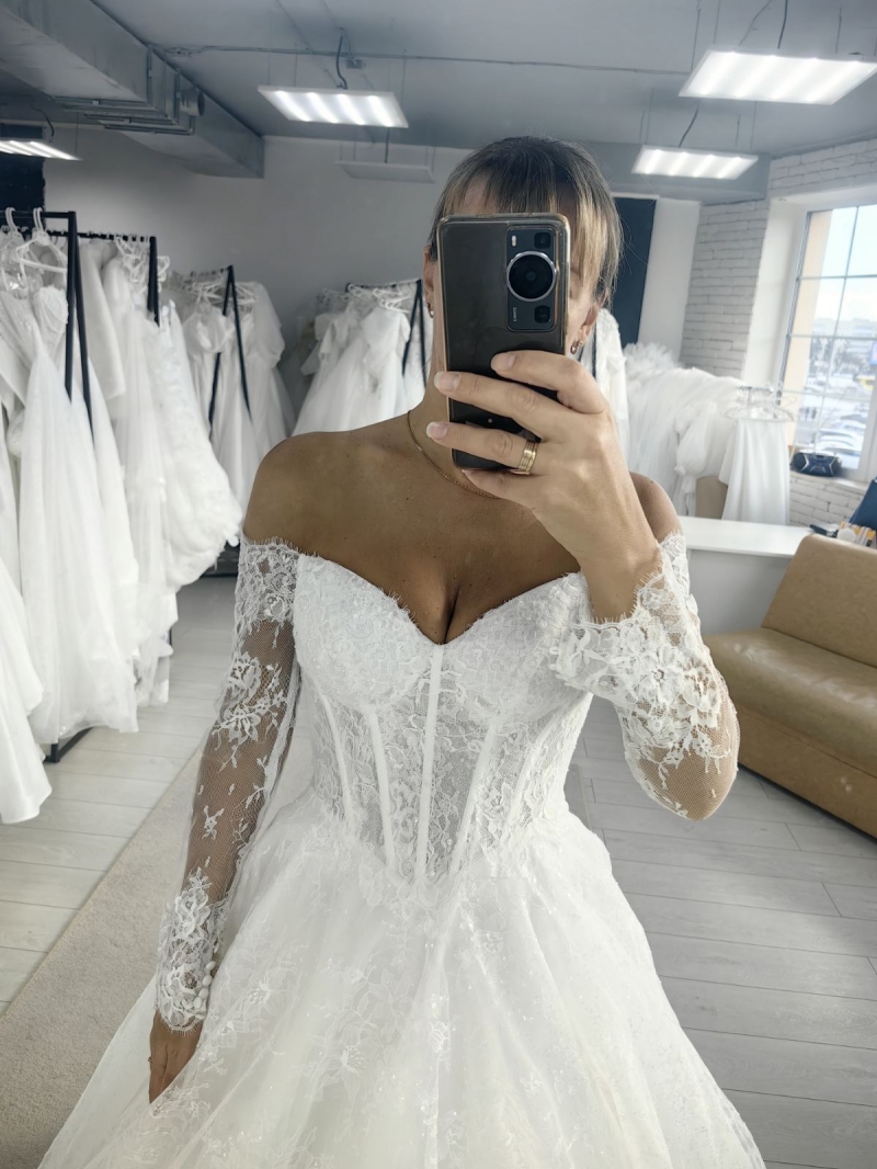 Свадебное платье Сильвия  а-силуэт (принцесса) айвори, длинное, в пол, пышное, фото, коллекция 2026